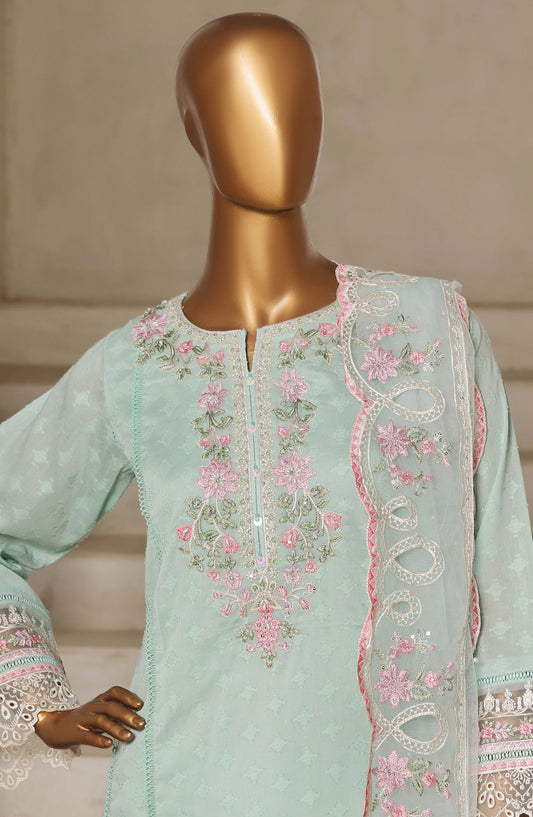 Sadabahar Embroidered Lawn Jacquard Stitched 3 Piece Suit - Design-02 - SBD25JLP - Blue - Summer Collection