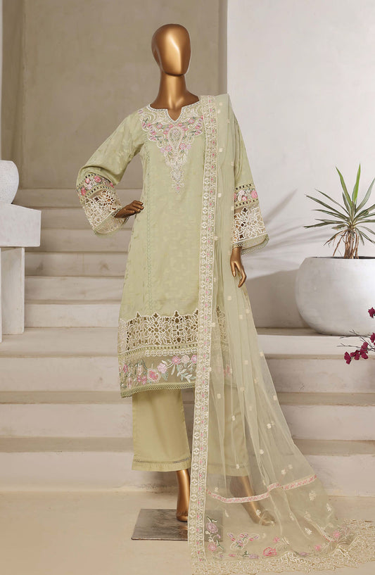 Sadabahar Embroidered Lawn Jacquard Stitched 3 Piece Suit - Design-01 - SBD25JLP - Green - Summer Collection