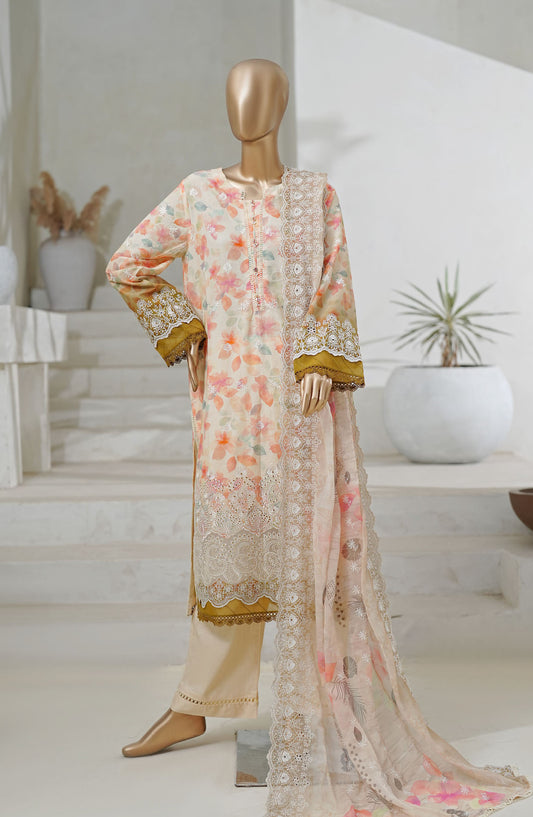 Sadabahar Printed and Embroidered Chikankari Lawn Stitched 3 Piece Suit - Design-01 - SBD25CT2 - Pink - Summer Collection