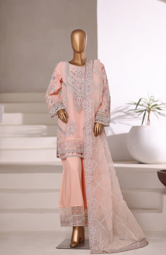 Sadabahar Exclusive Embroidered Organza Stitched 3 Piece Suit - DFE-03 B30 - SBD26DFE - Pink - Luxury Collection
