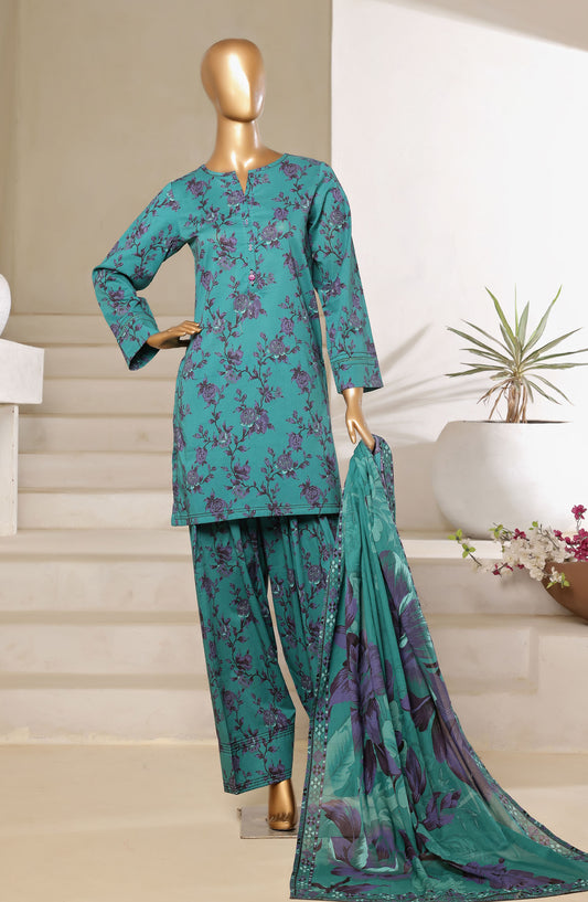 Sadabahar Printed Lawn Stitched 3 Piece Suit - Design-04 - SBD25FSH - Green - Summer Collection