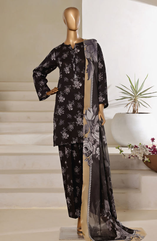 Sadabahar Printed Lawn Stitched 3 Piece Suit - Design-02 - SBD25FSH - Black - Summer Collection