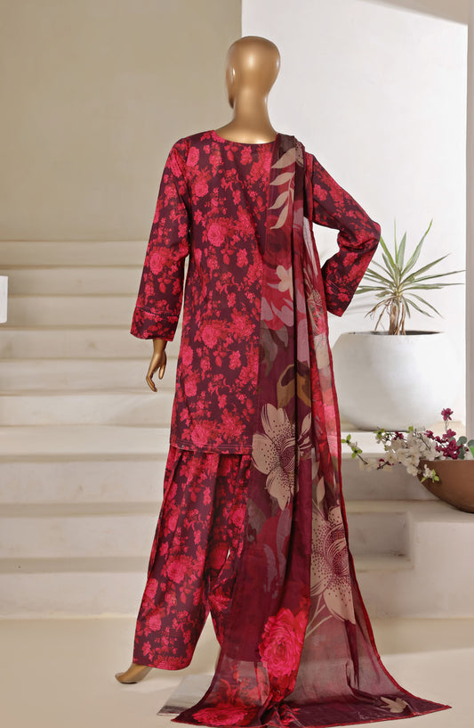 Sadabahar Printed Lawn Stitched 3 Piece Suit - Design-01 - SBD25FSH - Red - Summer Collection