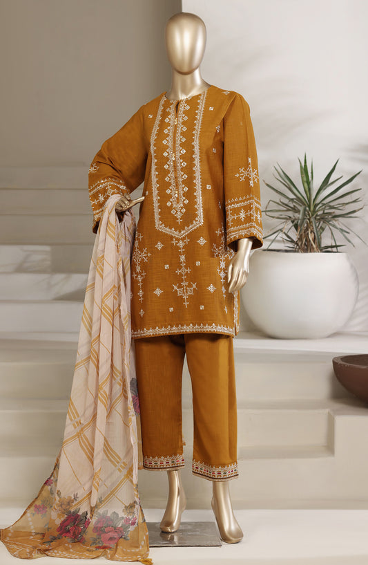 Sadabahar Embroidered Cotton Stitched 3 Piece Suit - D-04 - SBD26COD - Mustard - Festive Collection