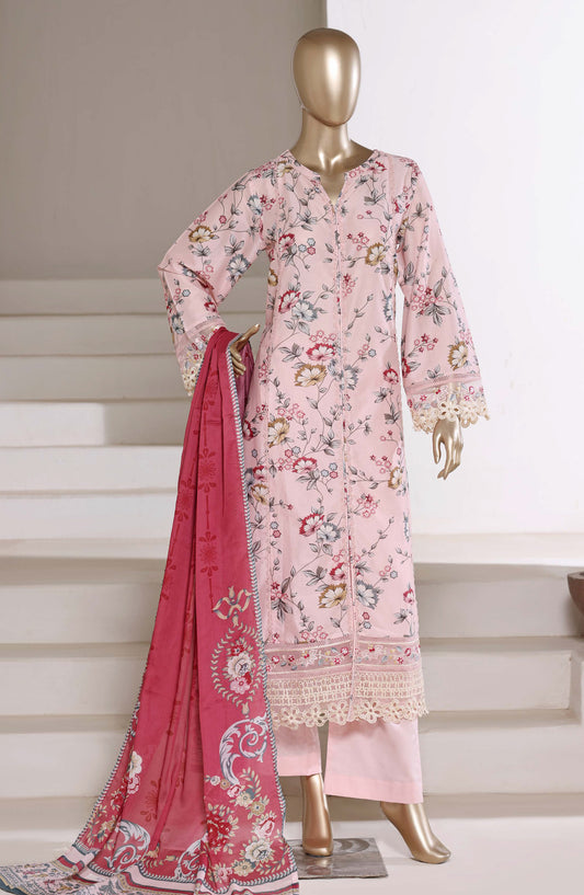 Sadabahar Festive Embroidered Lawn Stitched 3 Piece Suit - FSD-03 - SBD26MBDR - Pink - Summer Collection