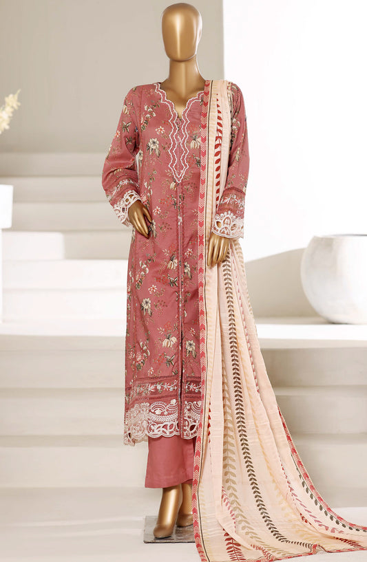 Sadabahar Embroidered Lawn Stitched 3 Piece Suit - D-04 - SBD26FNC - Pink - Festive Collection
