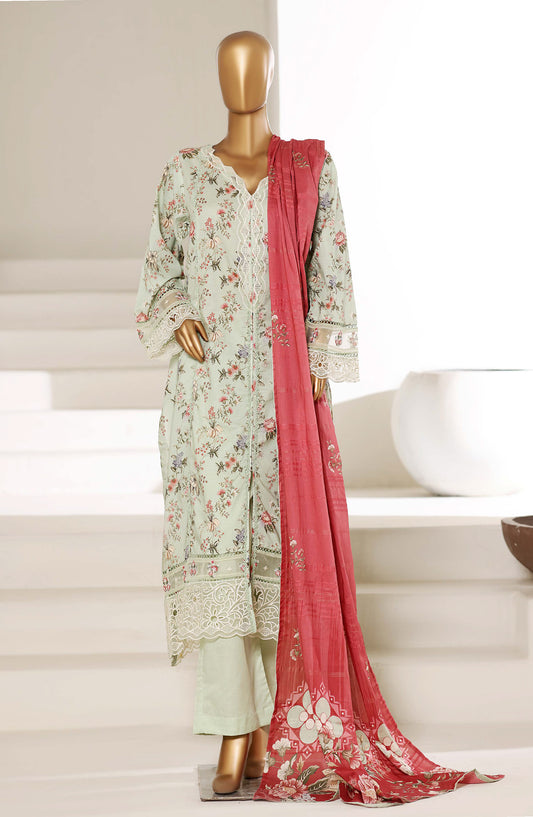 Sadabahar Embroidered Lawn Stitched 3 Piece Suit - D-02 - SBD26FNC - Green - Festive Collection