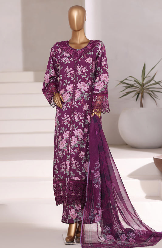 Sadabahar Festive Embroidered Viscose Stitched 3 Piece Suit - Design-02 - SBD25VSC - Purple - Winter Collection