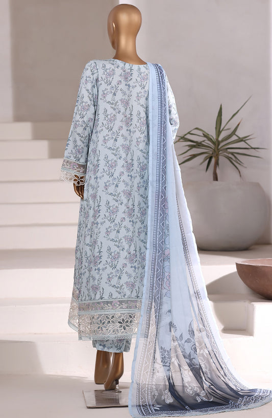 Sadabahar Festive Embroidered Viscose Stitched 3 Piece Suit - Design-01 - SBD25VSC - Sky Blue - Winter Collection