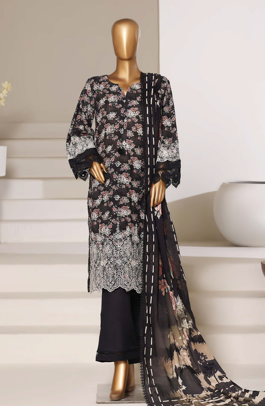 Sadabahar Fusion Embroidered Chikankari Stitched 3 Piece Suit - Design-03 - SBD26FUS - Black - Festive Collection