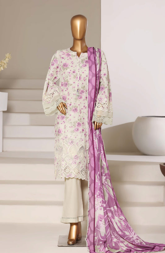Sadabahar Fusion Embroidered Chikankari Stitched 3 Piece Suit - Design-01 - SBD26FUS - Purple - Festive Collection