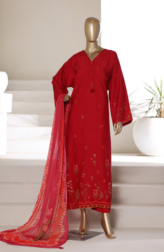 Sadabahar Printed Stitched Kaftaan 3 Piece Suit - D-04 - SBD26KFT - Red - Festive Collection