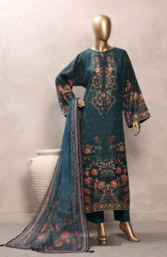 Sadabahar Printed Chamti Cotton Stitched Kaftan 3 Piece Suit - D-12 - SBD26TRF - Green - Summer Collection