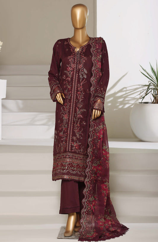Sadabahar Luxury Embroidered Stitched 3 Piece Suit - D-03 - SBD26LXF - Maroon - Festive Collection