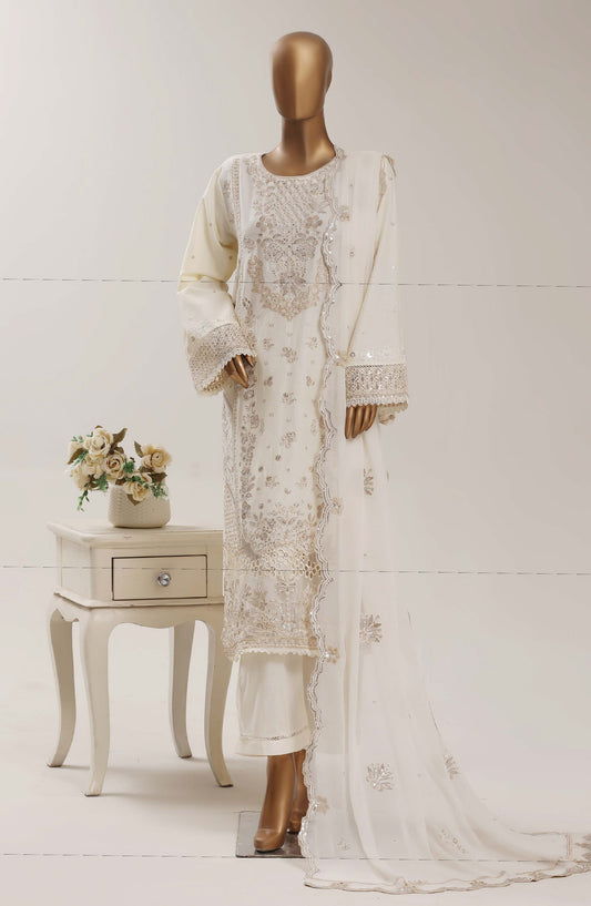 Sadabahar Luxury Embroidered Cotton Stitched 3 Piece Suit - D-07 - SBD26LSVN - White - Festive Collection