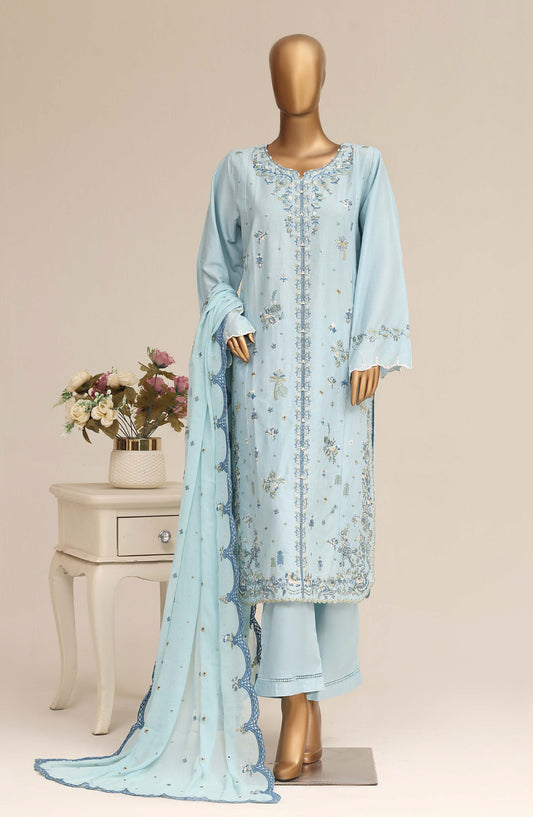 Sadabahar Luxury Embroidered Cotton Stitched 3 Piece Suit - D-04 - SBD26LSVN - Blue - Festive Collection