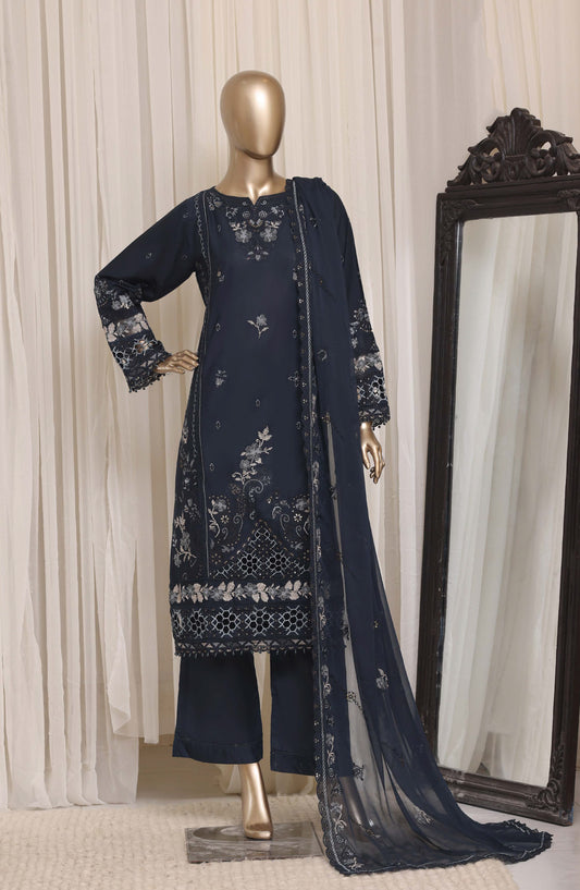 Sadabahar Luxury Embroidered Cotton Stitched 3 Piece Suit - D-02 - SBD26EGT - Blue - Festive Collection