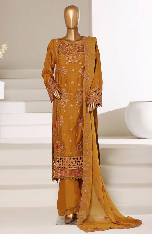 Sadabahar Luxury Embroidered Stitched 3 Piece Suit - Design-03 - SBD26FEMB - Mustard - Festive Collection