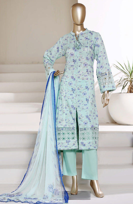 Sadabahar Luxury Embroidered Lawn Stitched 3 Piece Suit - D-05 - SBD26PPL - Ferozi - Summer Collection