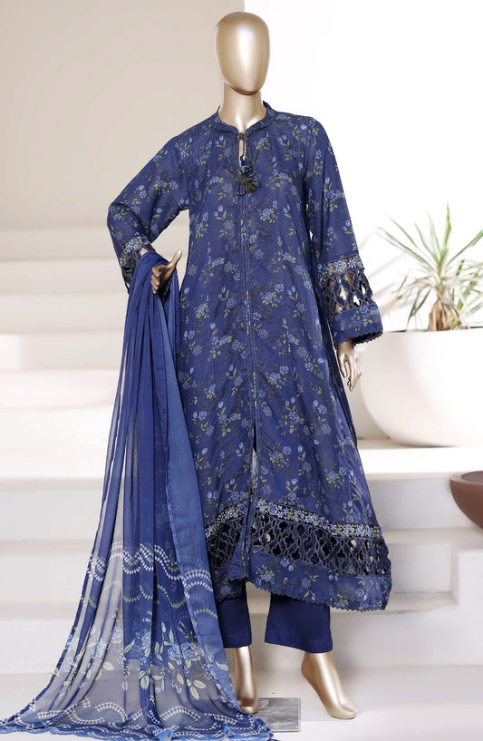Sadabahar Luxury Embroidered Lawn Stitched 3 Piece Suit - D-04 - SBD26PPL - Blue - Summer Collection