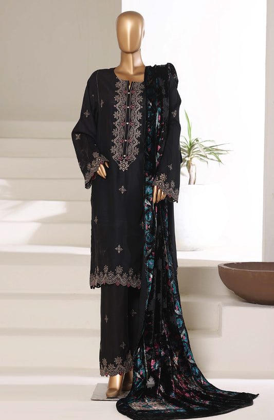 Sadabahar Luxury Embroidered Viscose Stitched 3 Piece Suit - Design-07 - SBD25XLVC - Black - Winter Collection
