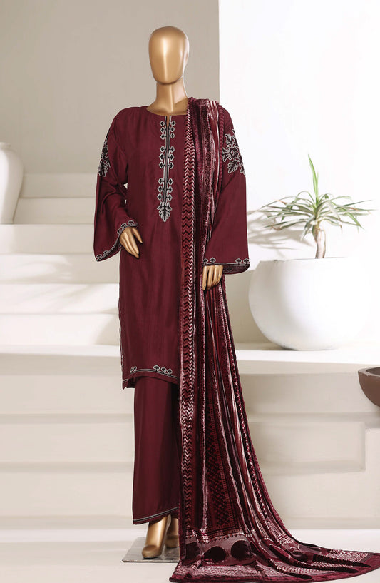 Sadabahar Luxury Embroidered Viscose Stitched 3 Piece Suit - Design-05 - SBD25XLVC - Maroon - Winter Collection