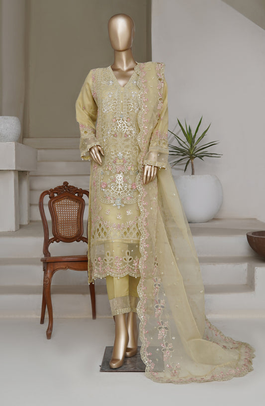 Sadabahar Mahpara Embroidered Organza Stitched 3 Piece Suit - 3D6-PISTA - SD25MHP - Pista - Festive Collection