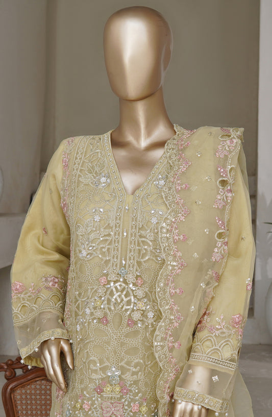 Sadabahar Mahpara Embroidered Organza Stitched 3 Piece Suit - 3D6-PISTA - SD25MHP - Pista - Festive Collection