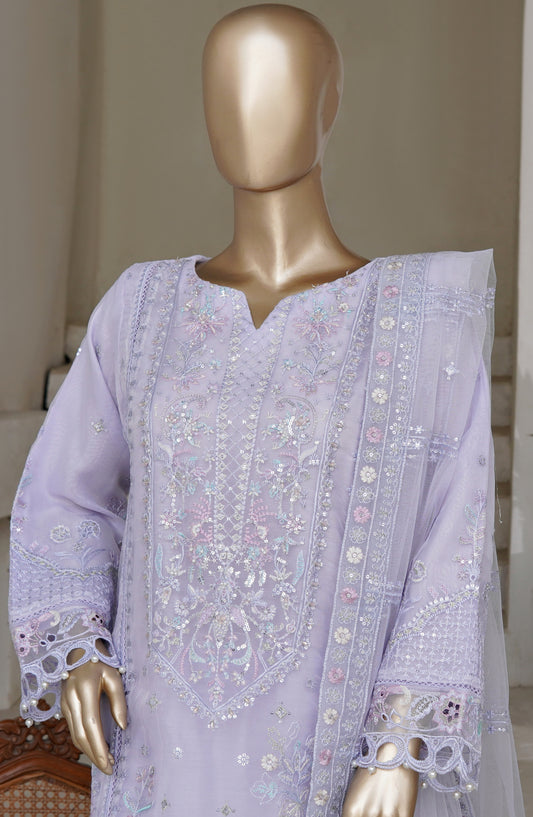Sadabahar Mahpara Embroidered Organza Stitched 3 Piece Suit - AQ-24-GREY - SD25MHP - Grey - Festive Collection