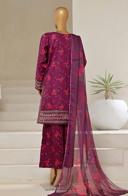 Malika by Sadabahar Embroidered Lawn Stitched 3 Piece Suit - D-06 - SBD25MEV4 - Purple - Festive Collection