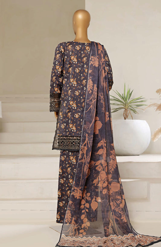 Malika by Sadabahar Embroidered Lawn Stitched 3 Piece Suit - D-04 - SBD25MEV4 - Purple - Festive Collection