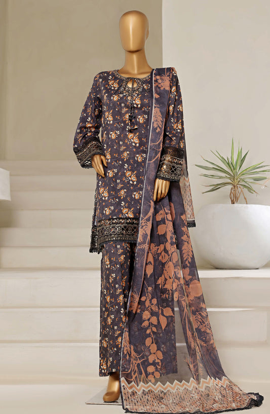 Malika by Sadabahar Embroidered Lawn Stitched 3 Piece Suit - D-04 - SBD25MEV4 - Purple - Festive Collection