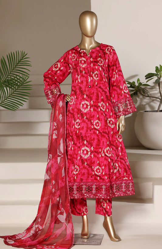 Sadabahar Embroidered Lawn Stitched 3 Piece Suit - D-01 - SBD26PLM - Red - Summer Collection