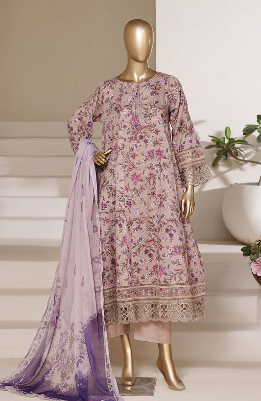 Sadabahar Peplum Embroidered Lawn Stitched 3 Piece Suit - PPD-03 - SBD26PLXP - Pink - Luxury Collection