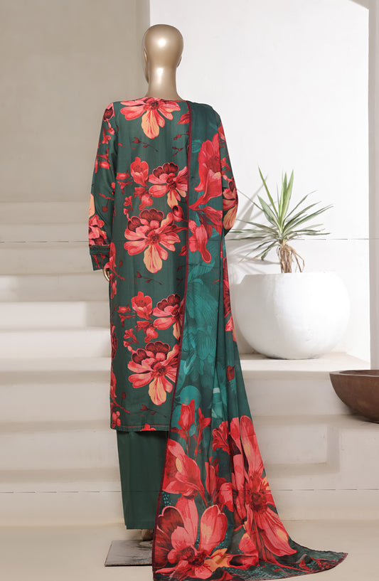 Sadabahar Printed Cotton Lawn Stitched 3 Piece Suit - Design-07 - SBD25PRN - Green - Summer Collection