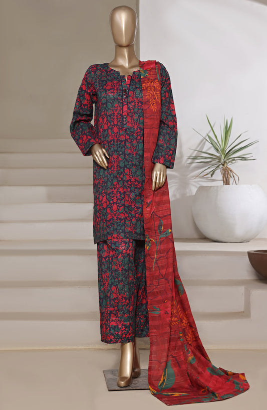 Sadabahar Digital Printed Cotton Cambric Stitched 3 Piece Suit - Design-07 - SBD25PCFR - Green - Summer Collection