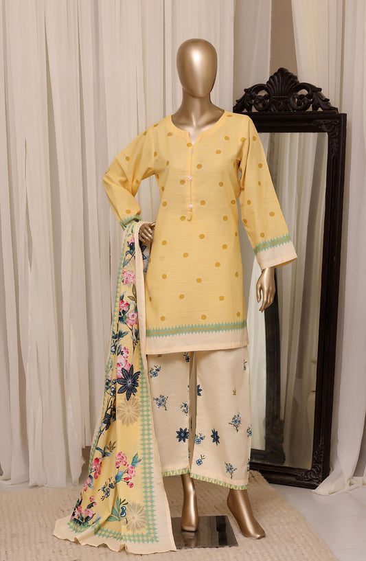 Sadabahar Printed Khaddar Stitched 3 Piece Suit - D-10 - SBD26KHD - Yellow - Winter Collection