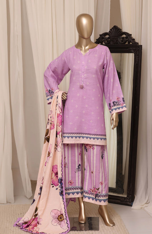 Sadabahar Printed Khaddar Stitched 3 Piece Suit - D-08 - SBD26KHD - Light Purple - Winter Collection