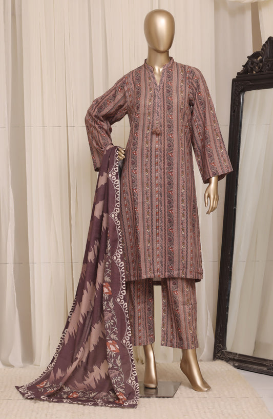 Sadabahar Printed Khaddar Stitched 3 Piece Suit - D-05 - SBD26KTW - Pink - Winter Collection