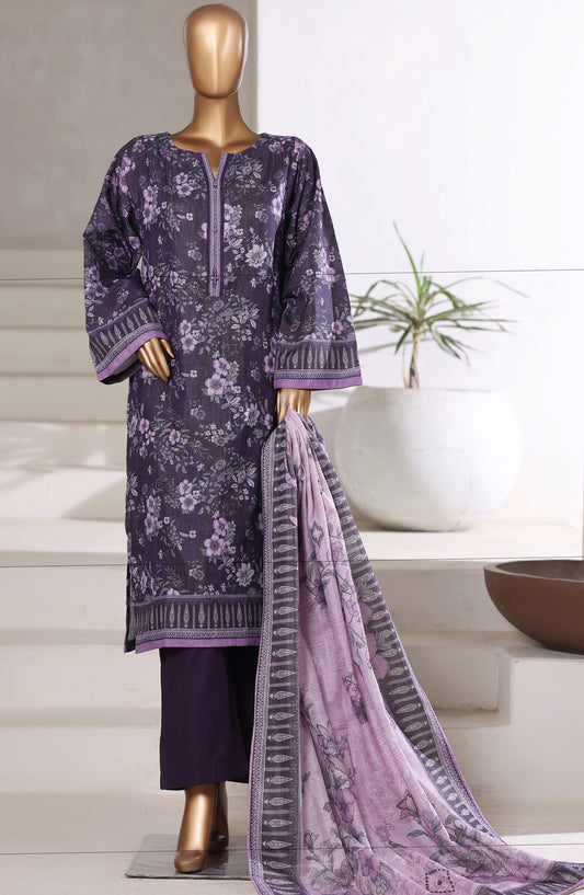 Sadabahar Printed Khaddar Stitched 3 Piece Suit - D-08 - SBD25MMR - Purple - Winter Collection