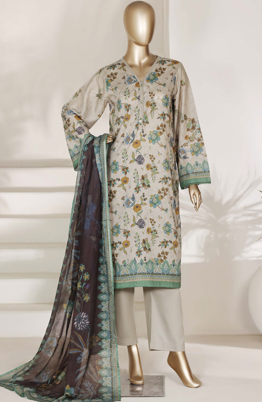 Sadabahar Printed Lawn Stitched 3 Piece Suit - D-05 - SBD26DNV - Grey - Summer Collection