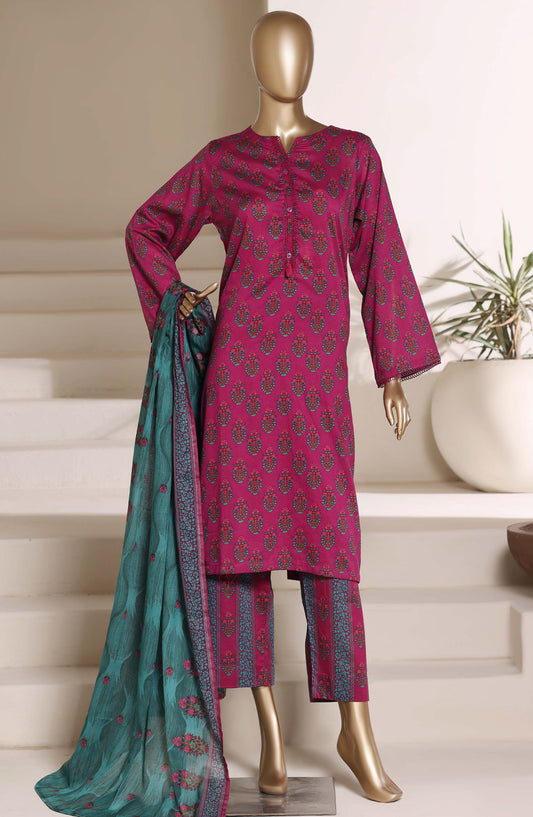 Sadabahar Printed Lawn Stitched 3 Piece Suit - D-06 - SBD26NWV - Pink - Summer Collection