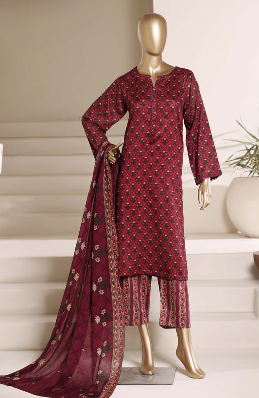 Sadabahar Printed Lawn Stitched 3 Piece Suit - D-02 - SBD26NWV - Red - Summer Collection