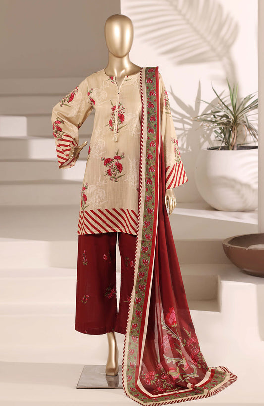 Sadabahar Printed Lawn Stitched 3 Piece Suit - D-06 - SBD26EGH - Fawn - Summer Collection