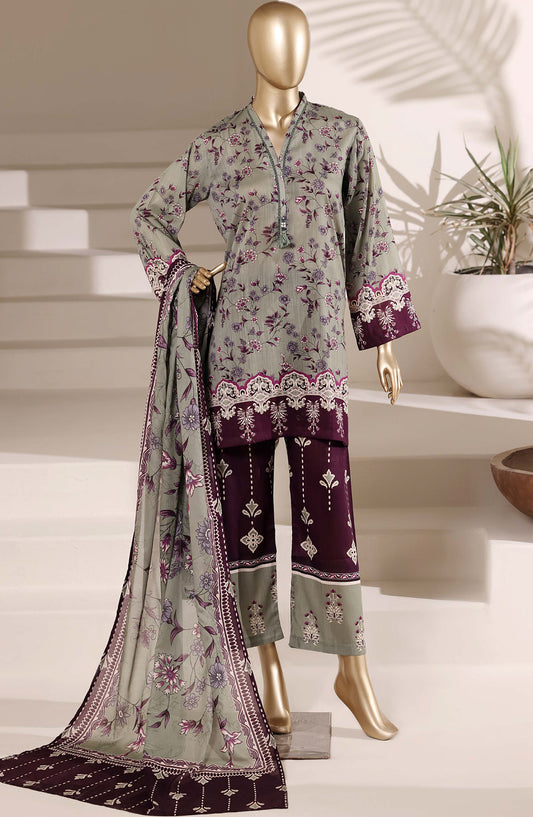 Sadabahar Printed Lawn Stitched 3 Piece Suit - D-05 - SBD26EGH - Green Purple - Summer Collection