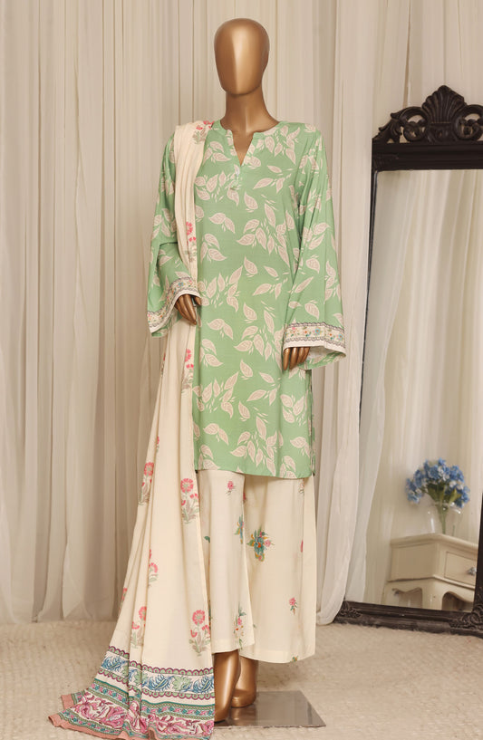 Sadabahar Printed Linen Stitched 3 Piece Suit - D-04 - SBD26LN - Green - Winter Collection