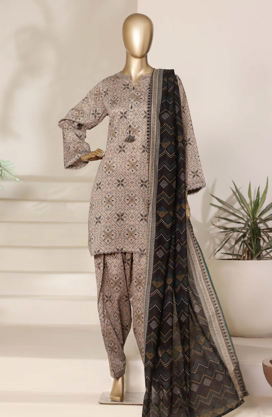 Sadabahar Printed Casual Stitched 3 Piece Suit - D-04 - SBD26SHL - Brown - Summer Collection