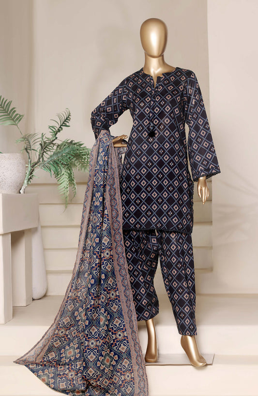 Sadabahar Printed Casual Stitched 3 Piece Suit - D-01 - SBD26SHL - Blue - Summer Collection