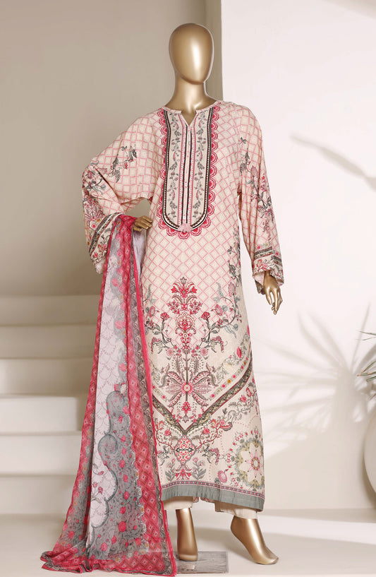 Sadabahar Printed Viscose Stitched 3 Piece Suit - D-01 - SBD26VFK - Pink - Summer Collection