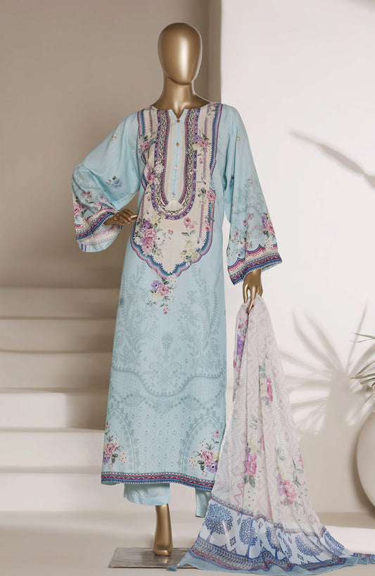 Sadabahar Printed Viscose Stitched 3 Piece Suit - D-02 - SBD26VFK - Blue - Summer Collection